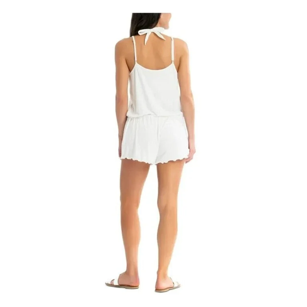 CALIFORNIA WAVES Romper Cover up Drawstring Waist Size XL White Retail $29.99